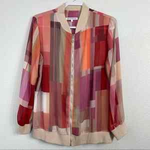 Chiffon Sheer Color Block Jacket By Betsy Moss Size L